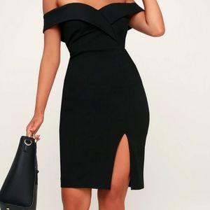 Lulus Classic Glam Black Off-the-Shoulder Bodycon Dress